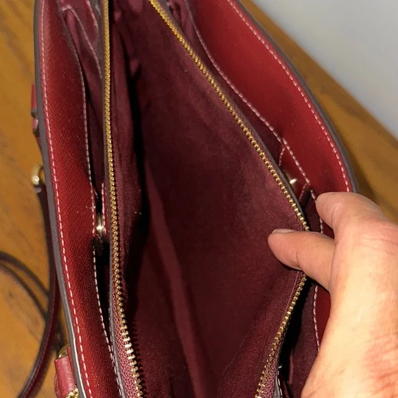 Coach Dark Brown and Burgundy Satchel - Picture 7 of 11